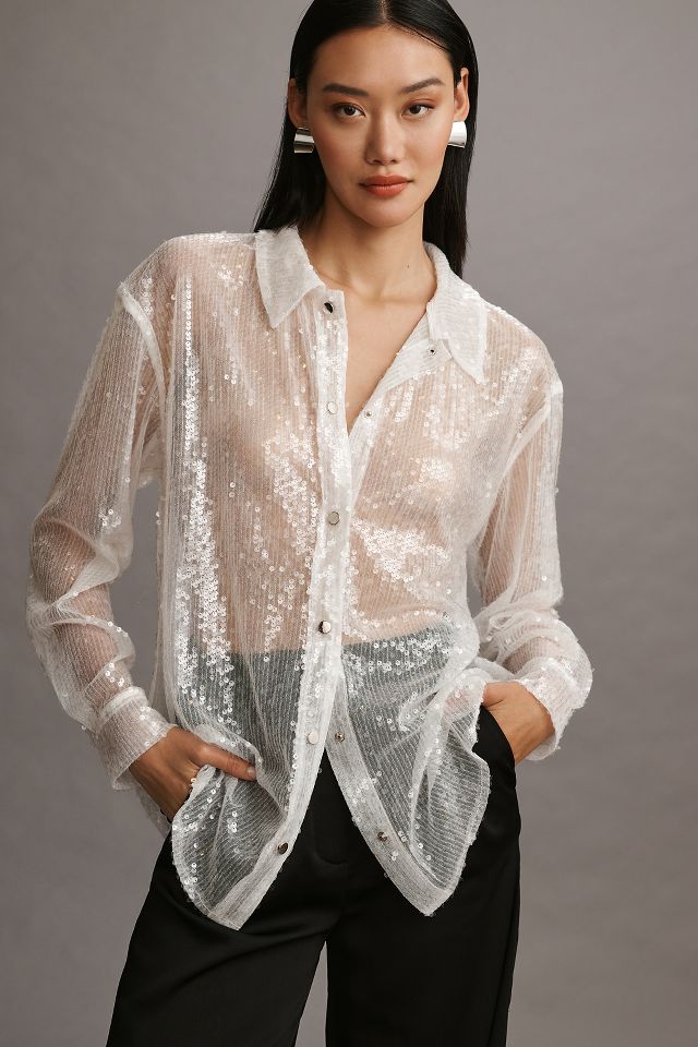 Sheer sparkly sale shirt