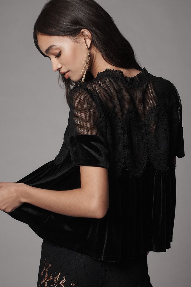 En Elly Velvet Scallop Top #1