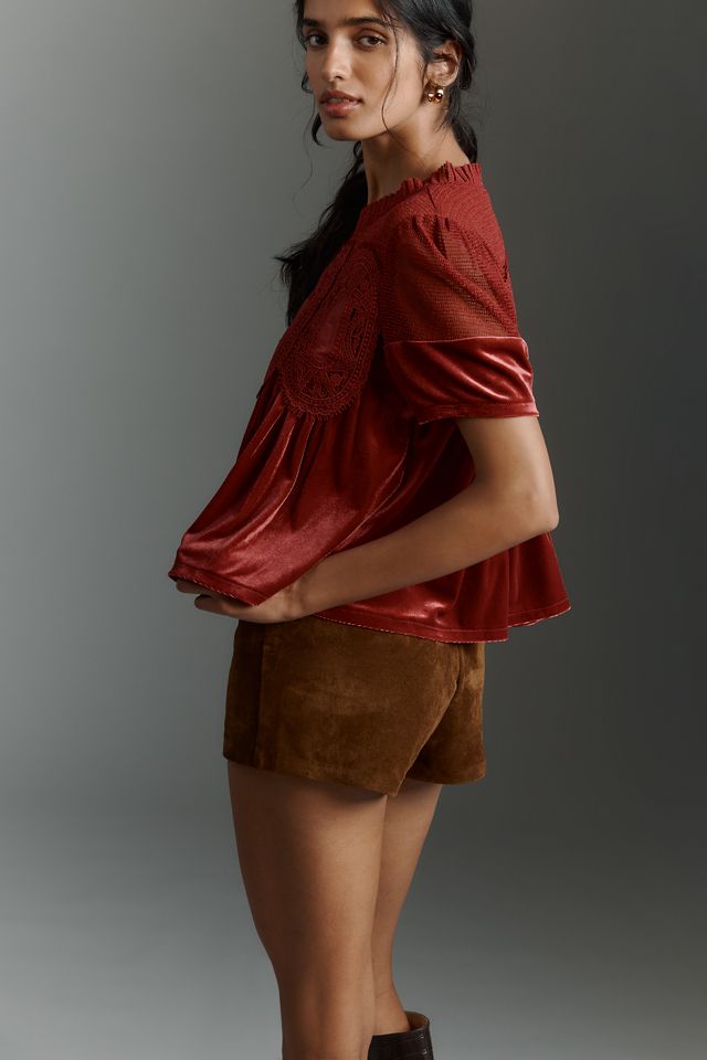 En Elly Velvet Scallop Top #1