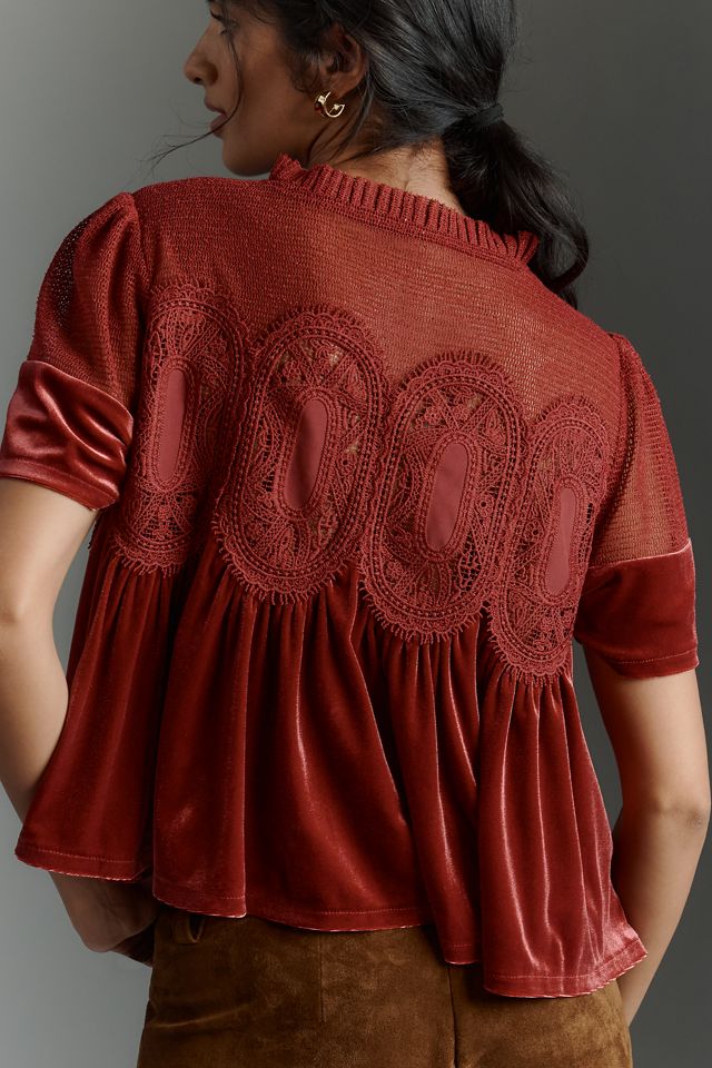 En Elly Velvet Scallop Top #2