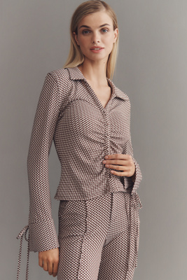 4si3nna Knit Buttondown Top In Pink