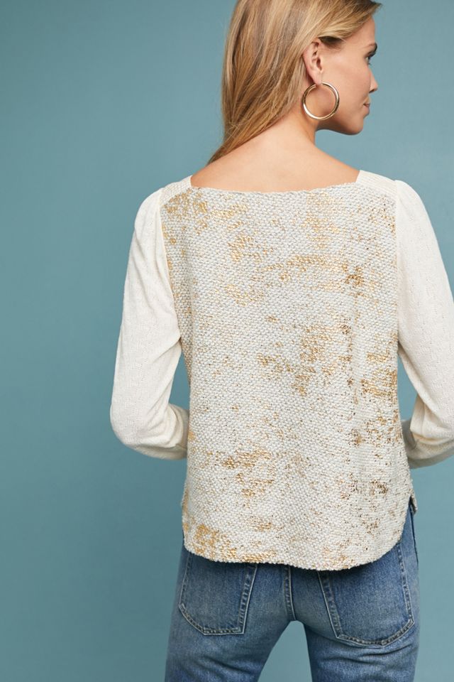 Foil-Printed Pointelle Top #1