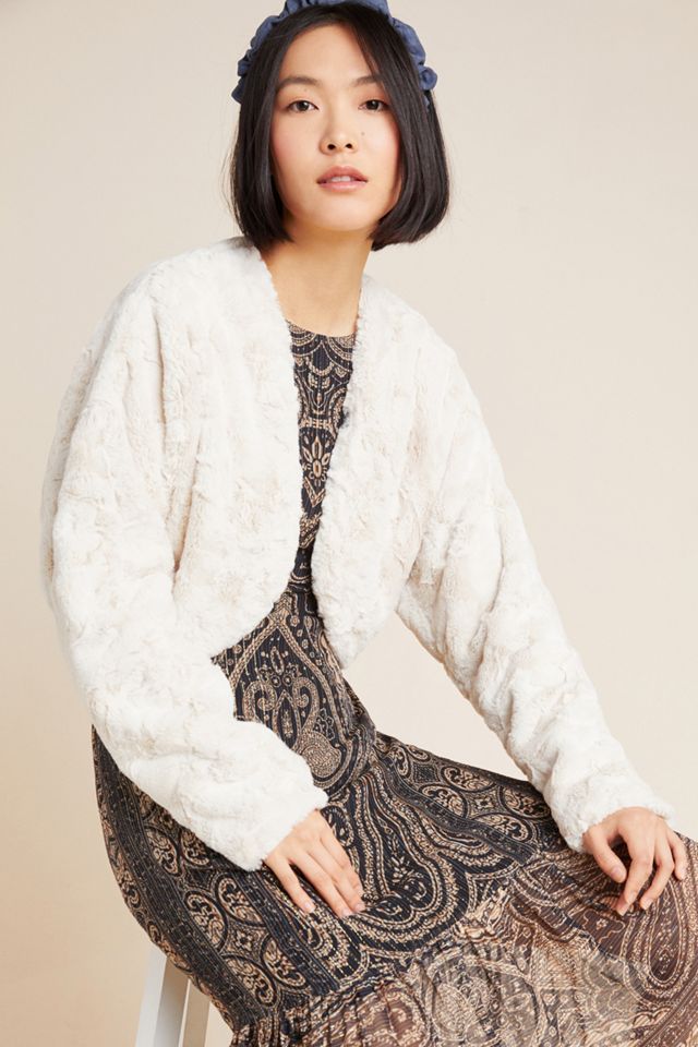 Maeve Sarah Faux Fur Cardigan | Anthropologie