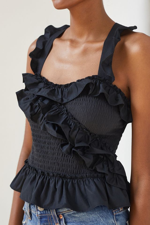 Maeve Smocked Ruffle Tank | Anthropologie