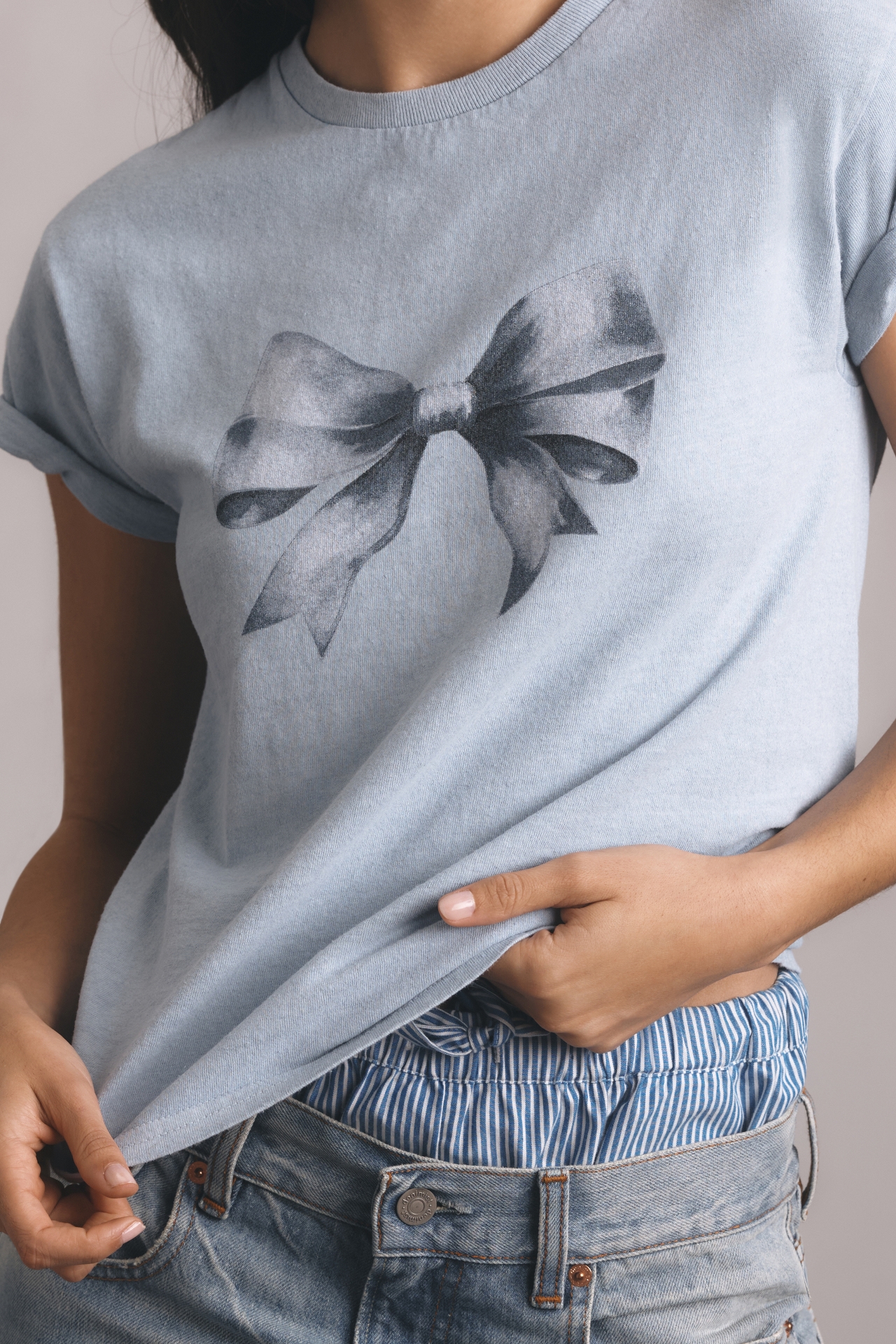 By Anthropologie Bow Graphic Baby Tee