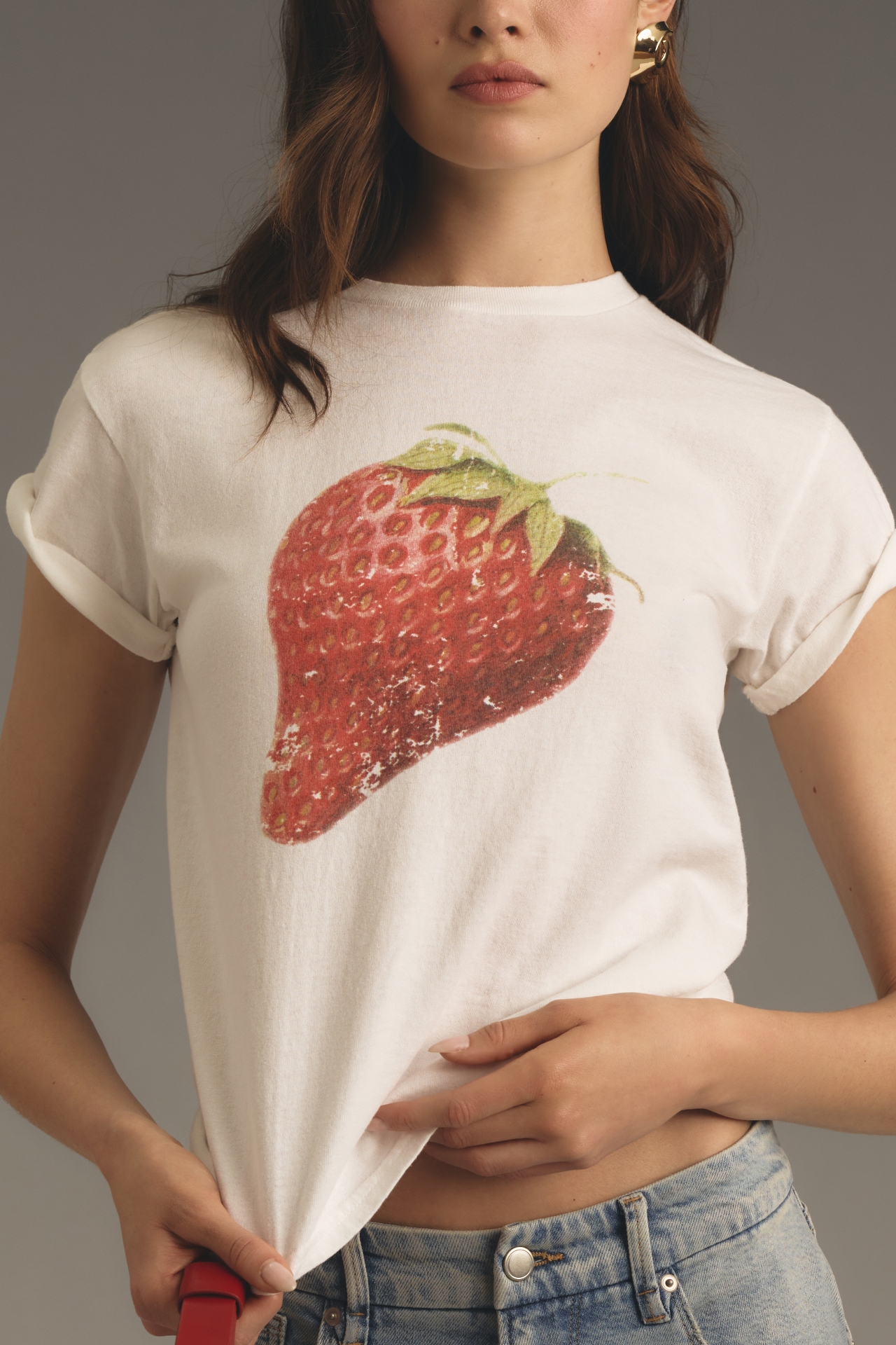 By Anthropologie Strawberry Graphic Tee