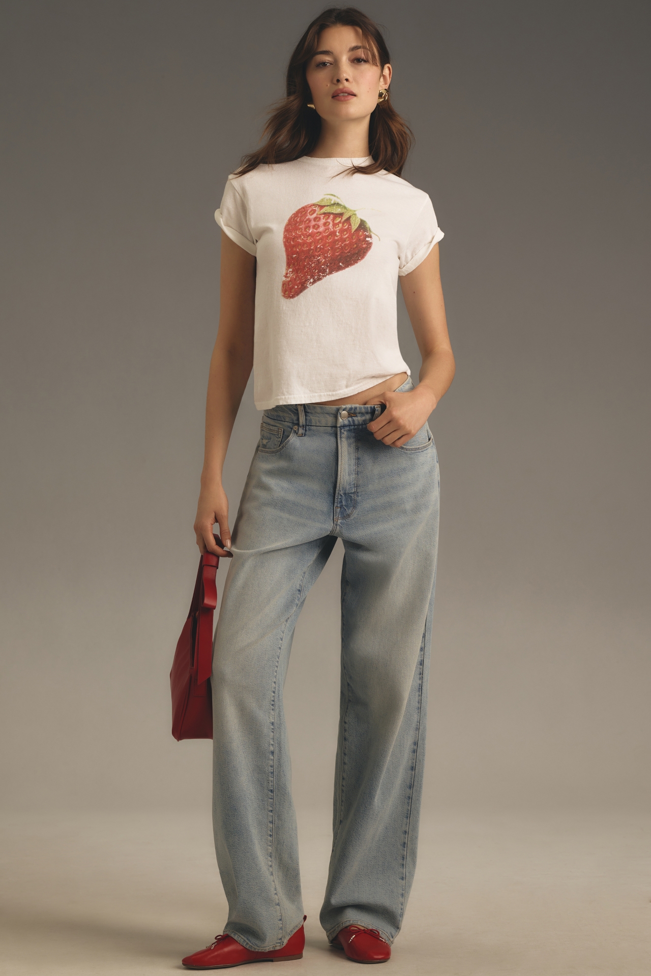 By Anthropologie Strawberry Graphic Tee