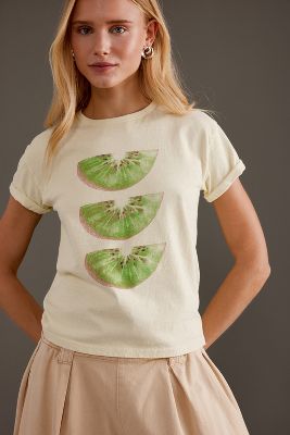 Anthropologie Kiwi Graphic Baby T-shirt In White