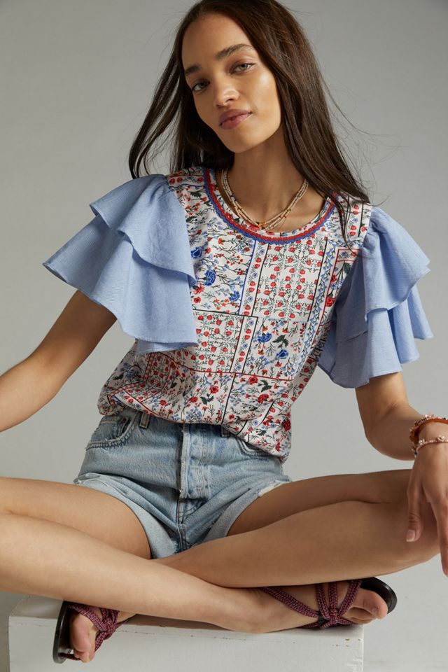 Let Me Be Flutter-Sleeved Top | Anthropologie