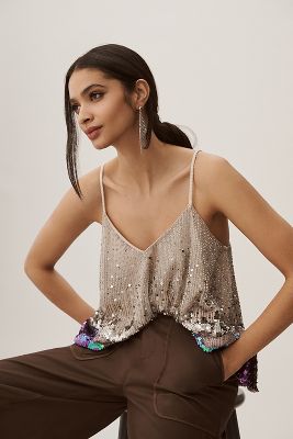 Let Me Be Sequin Splash Embellished Tank Top | Anthropologie