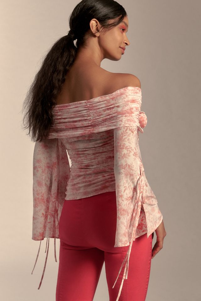 Forever That Girl Off-The-Shoulder Floral Appliqué Mesh Top #2