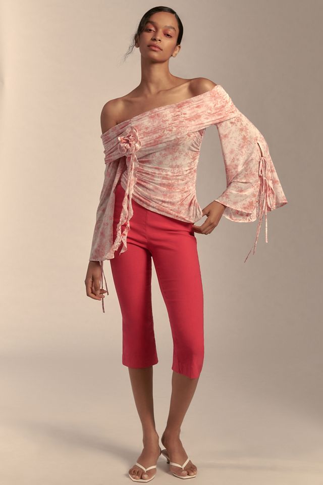 Forever That Girl Off-The-Shoulder Floral Appliqué Mesh Top #3