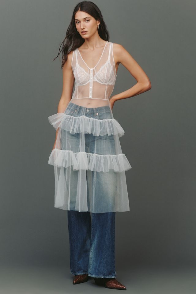 By Anthropologie Sheer Mesh Midi Dress #4