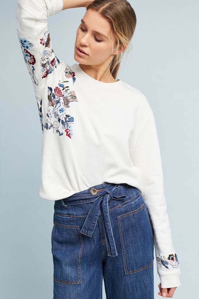 Embroidered-Sleeve Pullover #2