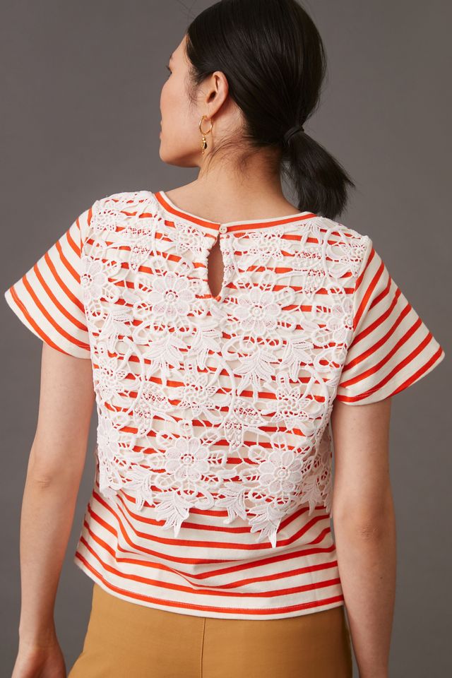 Maeve Lace-Trimmed Tee #1