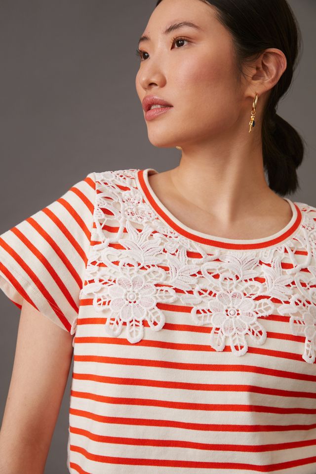 Maeve Lace-Trimmed Tee #3
