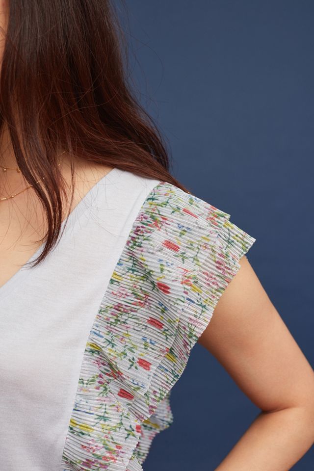 Flutter-Sleeve V-Neck Top #1