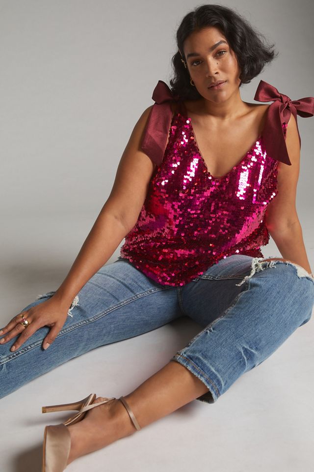 Maeve Sequined Tie-Strap Tank #4