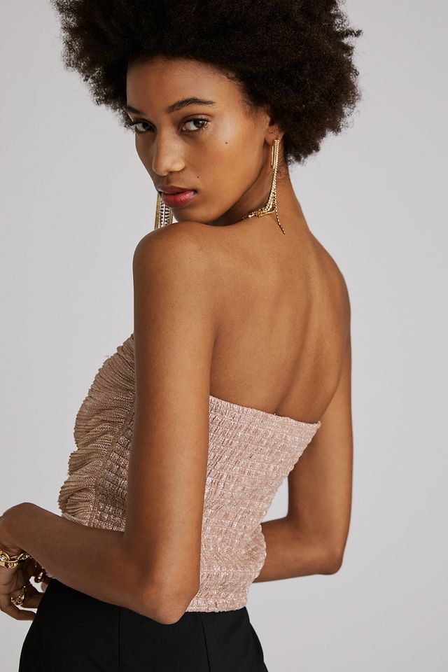 Ruffled Metallic Tube Top #2