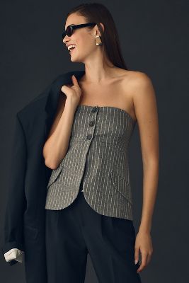 By Anthropologie Strapless Blazer Tube Top