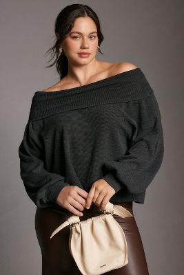 Pilcro Long-sleeve Slouchy Cowl-neck Top In Black