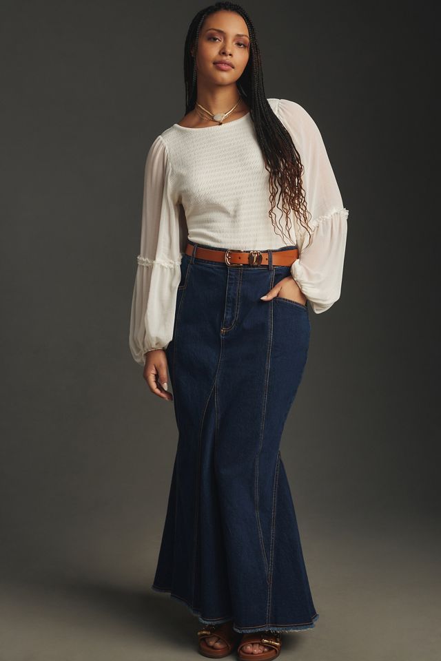 By Anthropologie Balloon-Sleeve Smocked Top #6