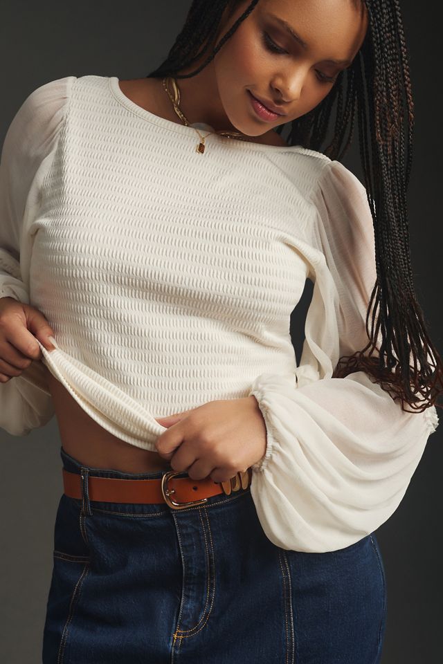 By Anthropologie Balloon-Sleeve Smocked Top #7