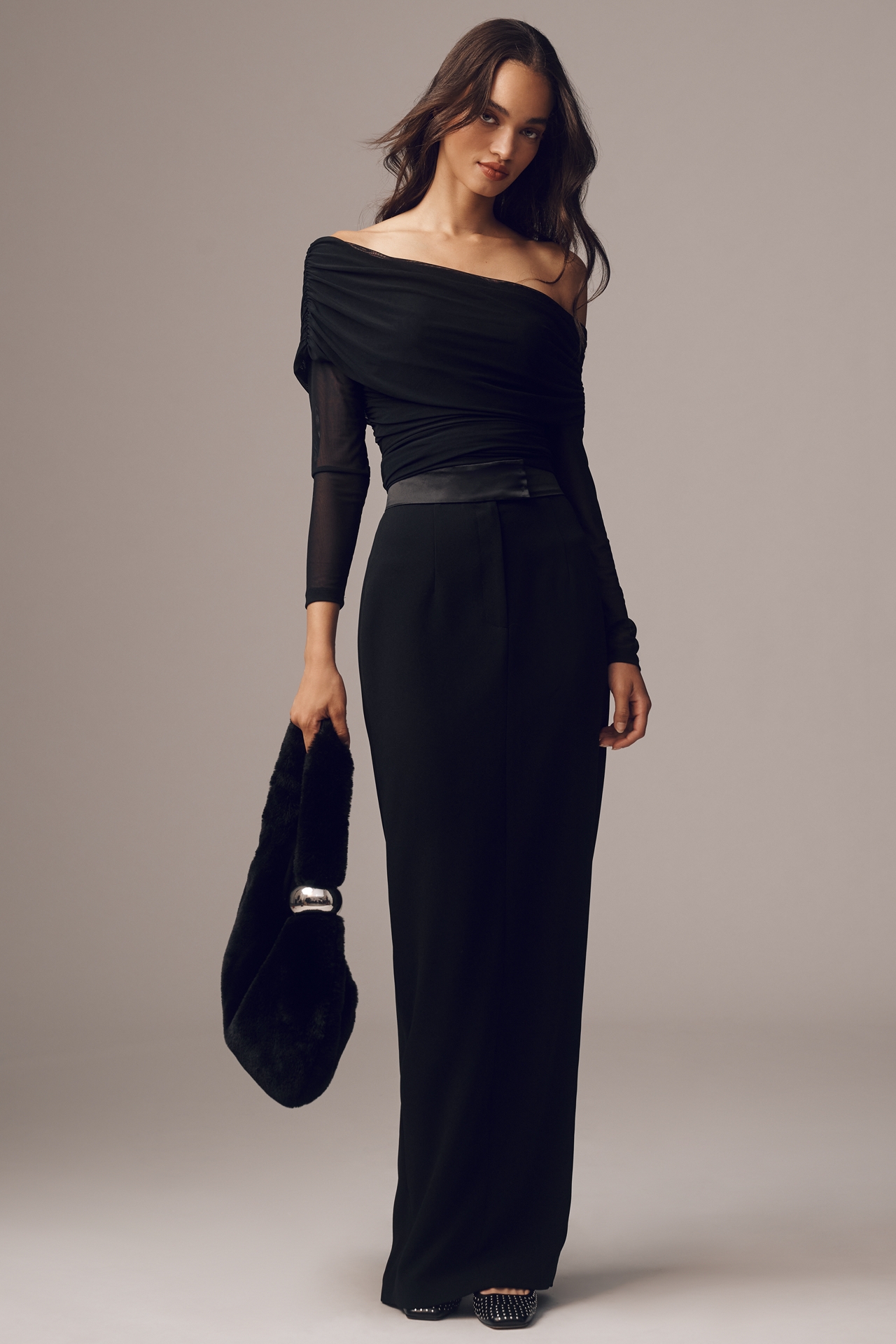 The Aleda Mesh Off-Shoulder Top by Maeve