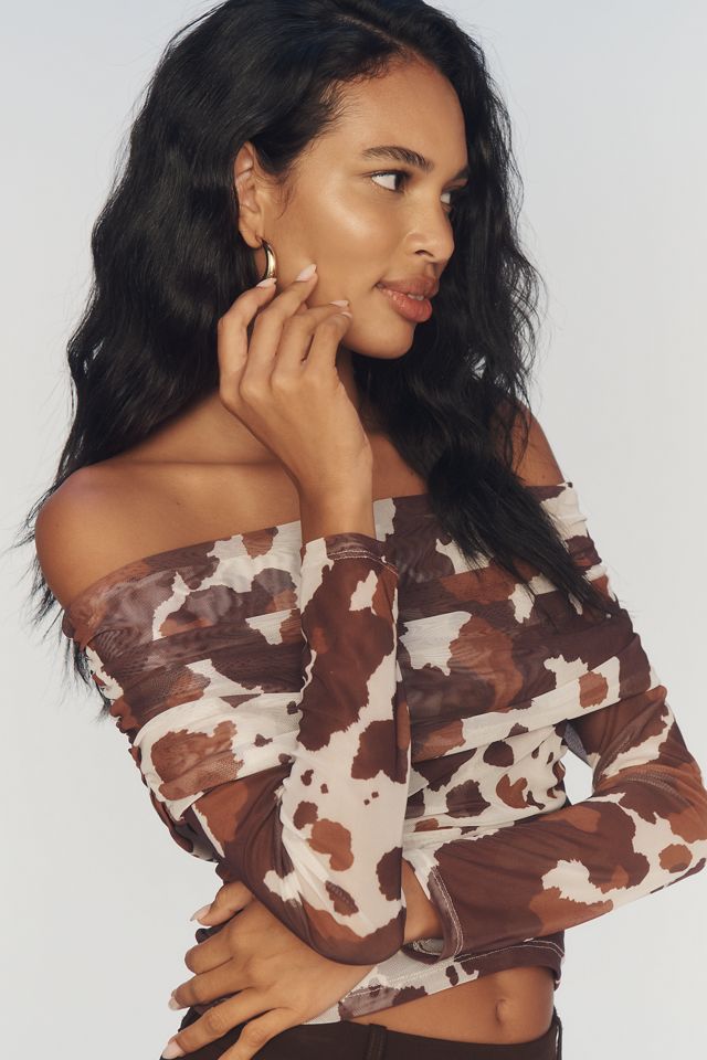 The Aleda Mesh Off-Shoulder Top by Maeve #4