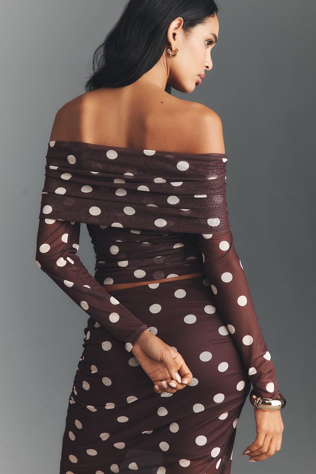 The Aleda Mesh Off-Shoulder Top by Maeve #1