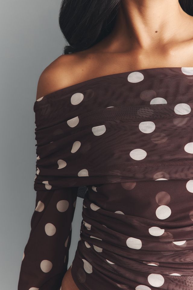 The Aleda Mesh Off-Shoulder Top by Maeve #3