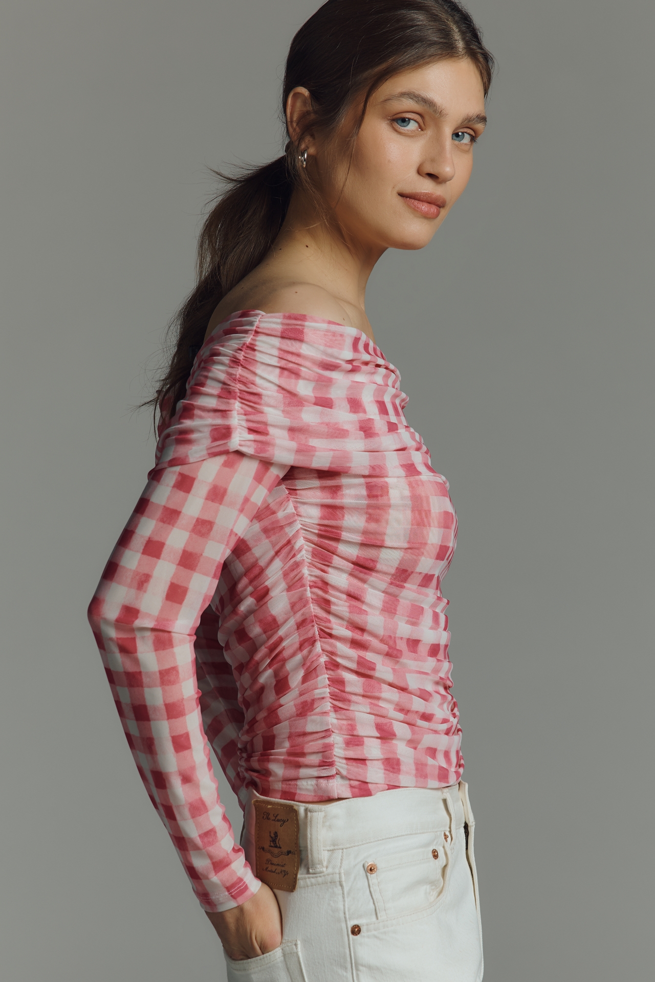 Aleda Mesh Off-Shoulder Top by Maeve