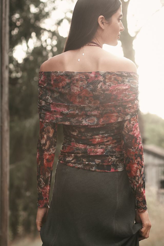 The Aleda Mesh Off-Shoulder Top by Maeve #2