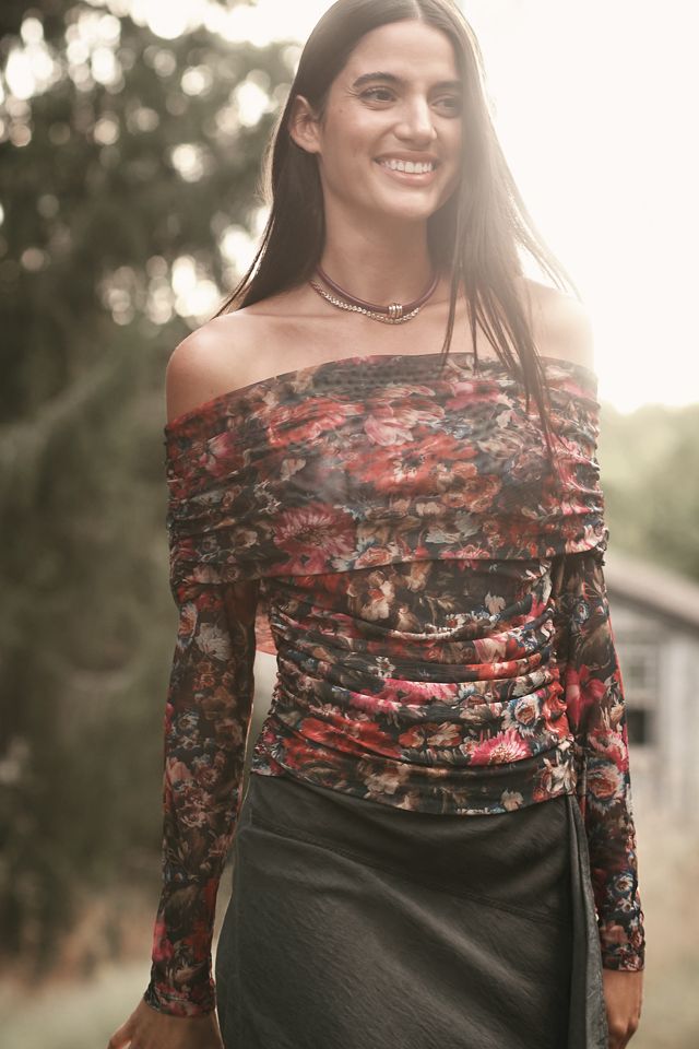 The Aleda Mesh Off-Shoulder Top by Maeve #3