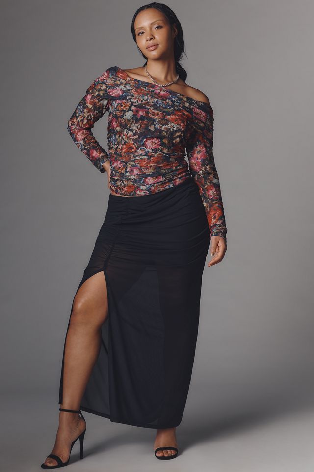 The Aleda Mesh Off-Shoulder Top by Maeve #7