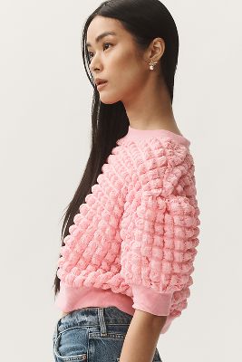 Shop Maeve Puff-sleeve Bubble Top In Pink