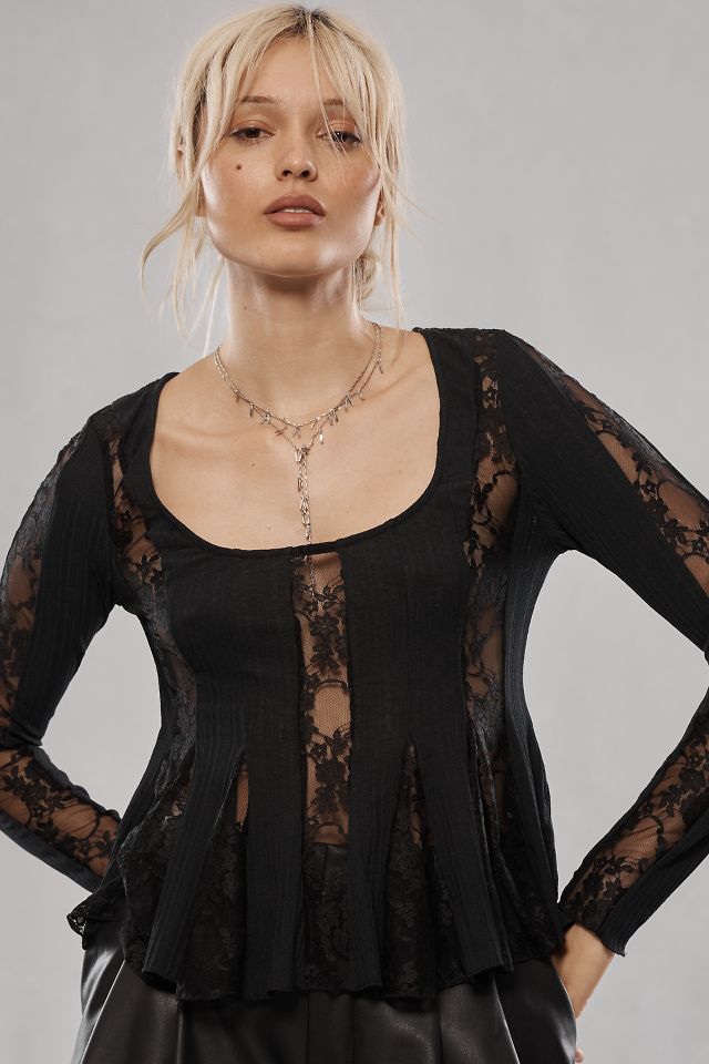 Lace peplum top online