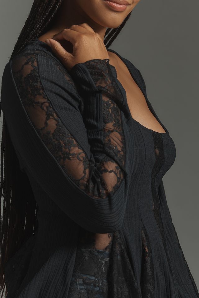 By Anthropologie Long-Sleeve Lace Peplum Top #6