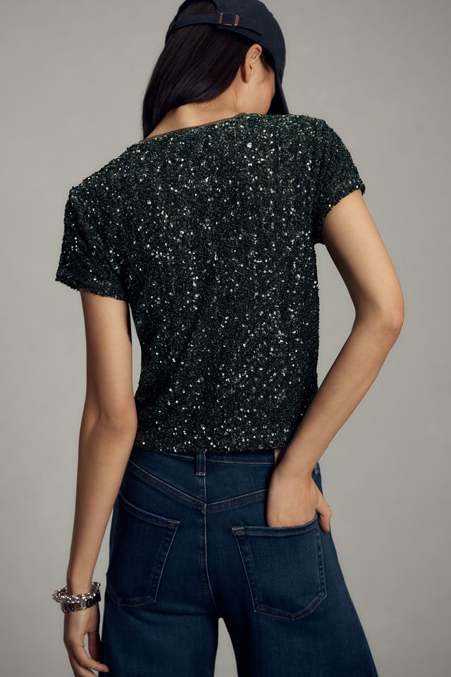 Maeve Sequin Muscle T-Shirt #1
