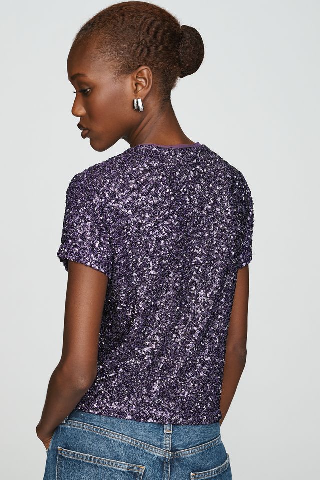 T-Shirt Muscolare con Paillettes Maeve #1