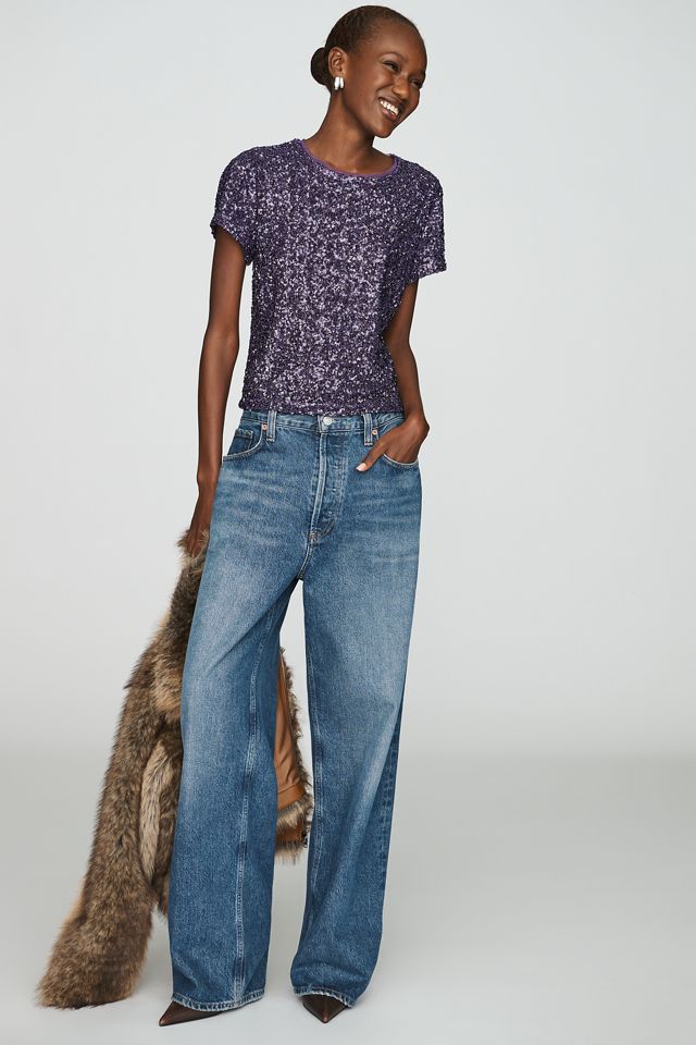 T-Shirt Muscolare con Paillettes Maeve #2