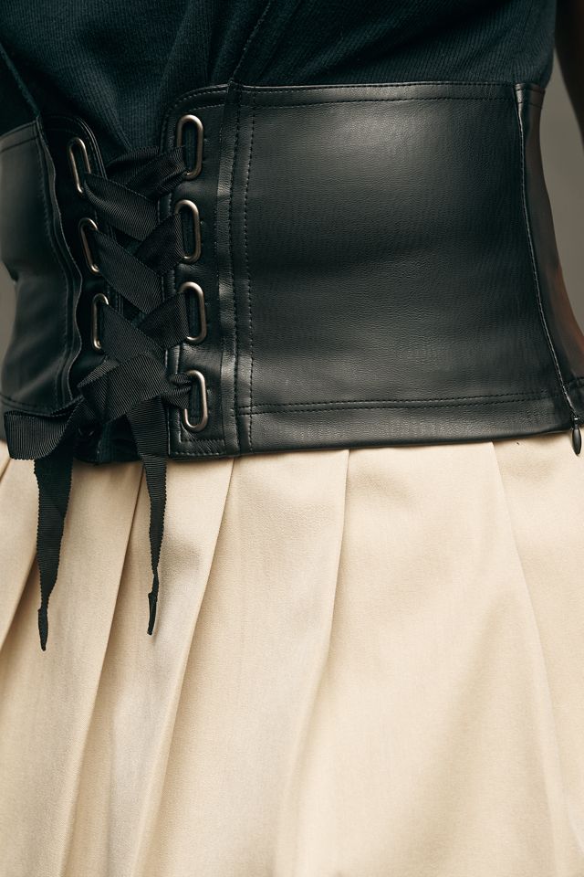 Pilcro Faux-Leather Corset Lace-Up Sleeveless Top #1