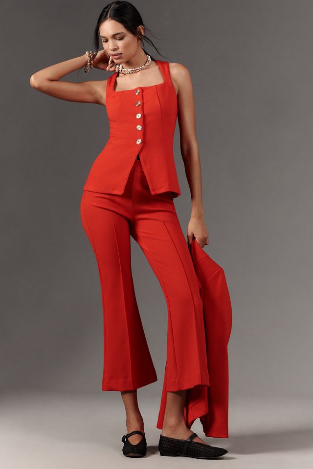 Maeve Fitted Button-Front Square-Neck Vest #4