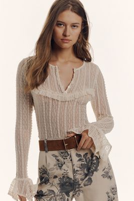 By Anthropologie Haut en dentelle transparente col en V