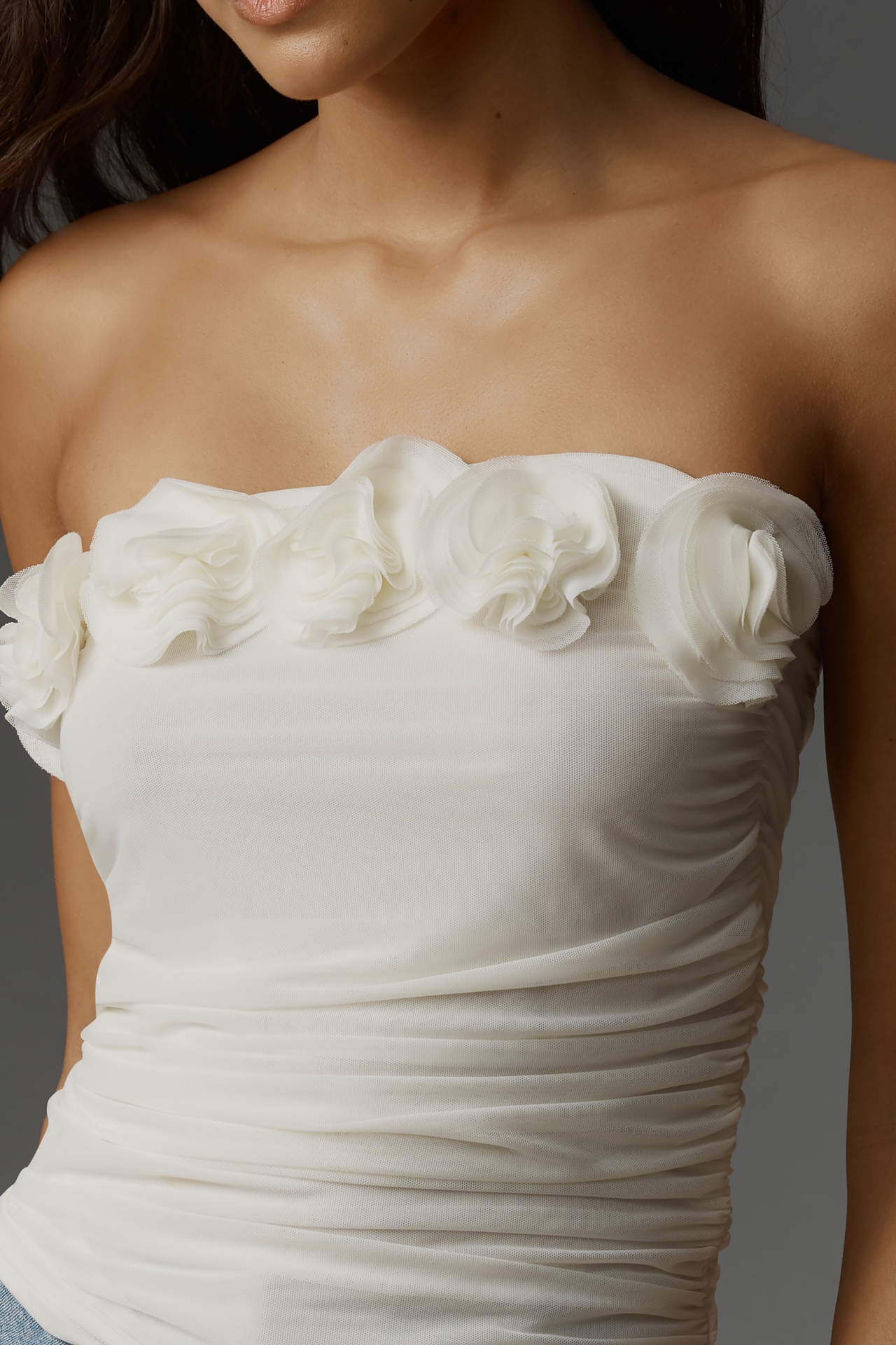 By Anthropologie 3D Floral Tube Top