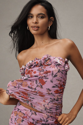 By Anthropologie 3d Floral Tube Top