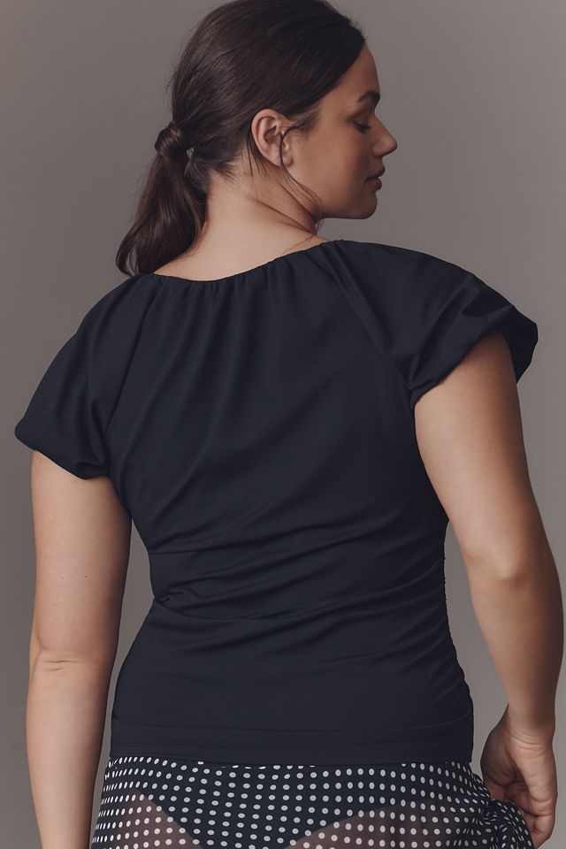 By Anthropologie Ruched Cap-Sleeve Top #6