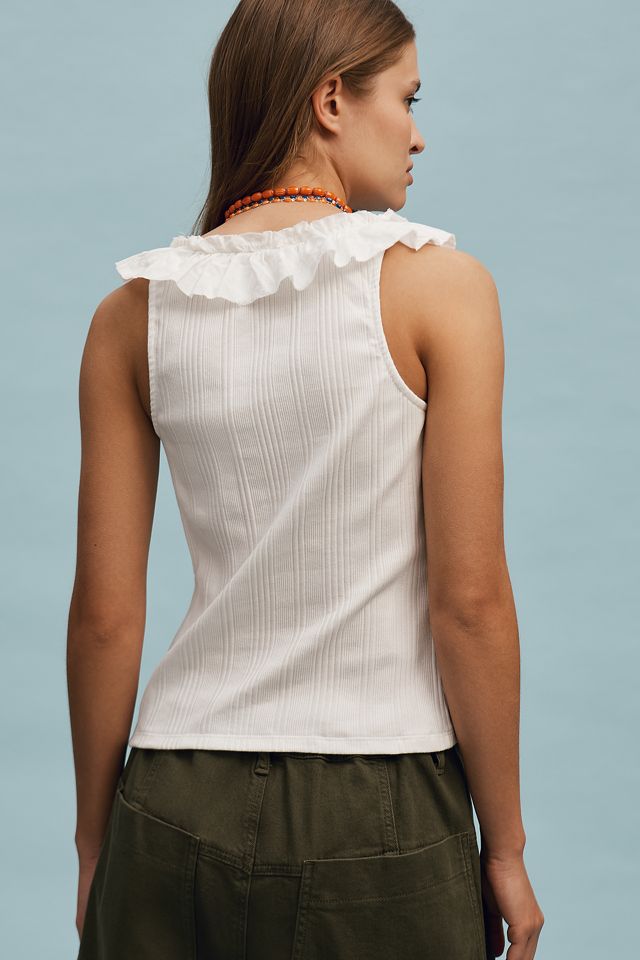 Pilcro V-Neck Ruffle-Front Tank Top  #1