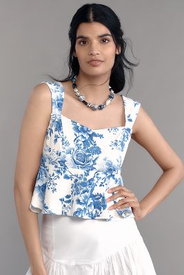 Maeve Square-Neck Peplum Tank Top