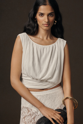 By Anthropologie Gathered Waisted Muscle Tank Top